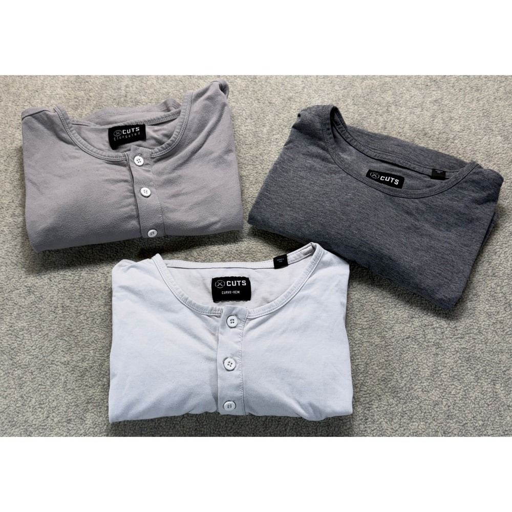 Cuts Clothing Mens Elongated Curve Hem Tee Short Sleeve Stretch L Lot Of 3